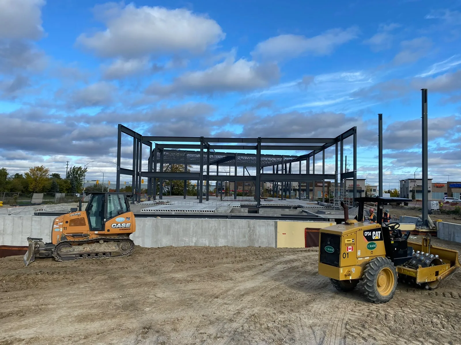 Construction site steel frame